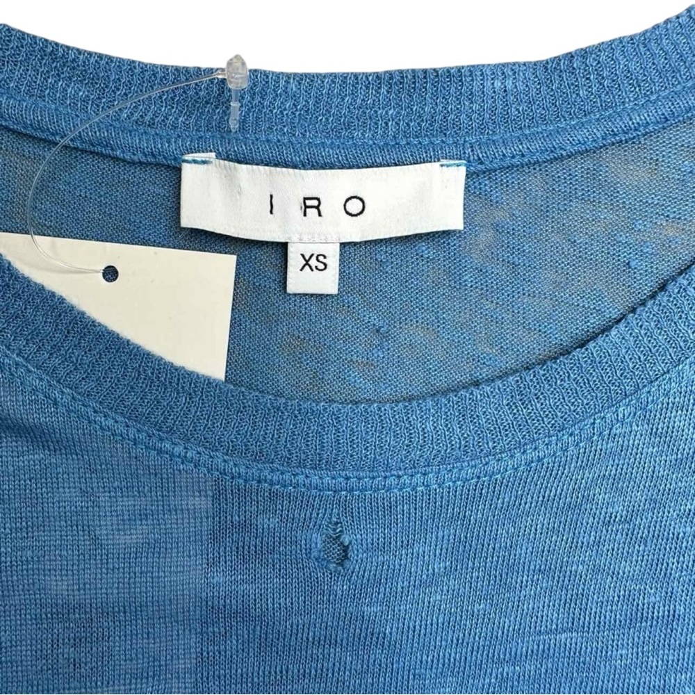 IRO Blue Distressed 100% Linen Top Size XS - Picture 5 of 8